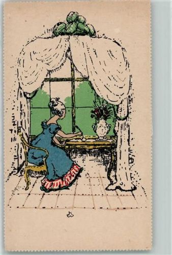 Frau sitzt am Fenster , Tintenfass Verlag NPG AK