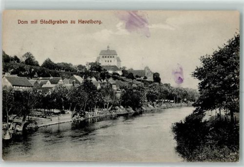 Havelberg 1910 Dom mit Stadtgraben