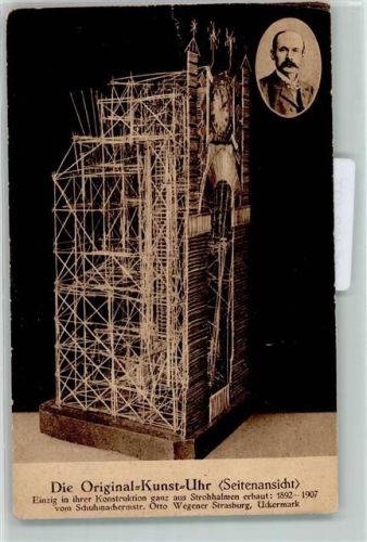 Original Kunst Uhr erbaut 1892-1907 aus Strohhalmen