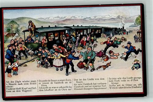 Schwäbische Eisenbahn Bild 4 Serie 245 Dackel Ziege Humor Schwäbischer Kunstverlag Böttcher, H.