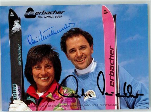 Rosi Mittermaier und Neureuther Faksimile Unterschrift Ski KEINE AK