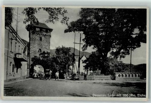 Dausenau 1100 jährige Eiche Turm Tor Viehwagen Zaun Mauer