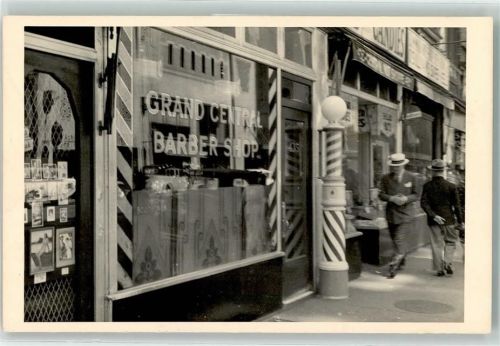 1932 Grand Central Barber Shop daneben Fotoladen Postkarten