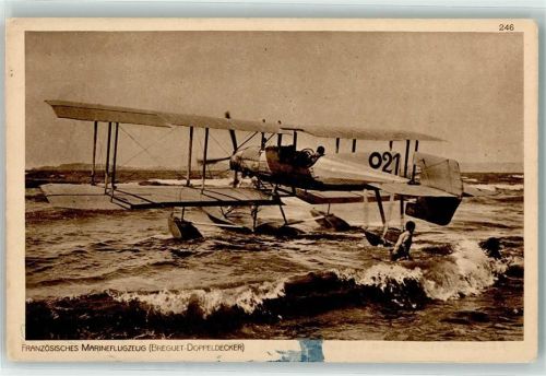 Französ. Marineflugzeug Breguet Doppeldecker Ostpreußenhilfe Abt. Flugwesen 25. Reihe Nr. 246 Wasserflugzeug 1915 Gebrauchsspuren