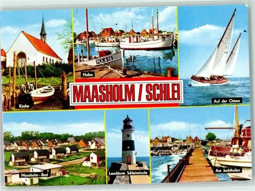 Maasholm Leuchtturm Kirche Jachthafen Segelboot