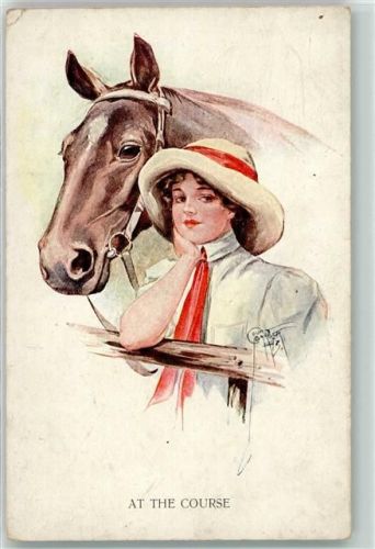 At The Course - Frau mit einem Pferd AK