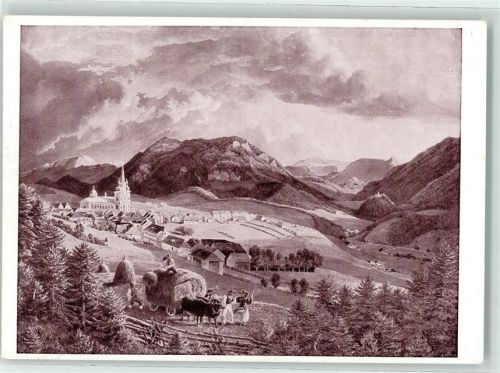 Mariazell Bild 18 Künstlerkarte Heuernte WK II