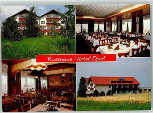 Himmelkron Gasthaus Rasthaus Hotel Opel Gastraum gedeckter Tisch Blumenstrauß