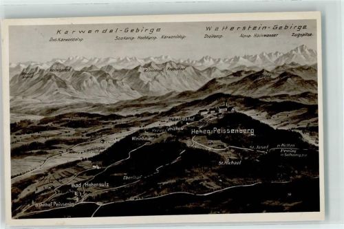 82383 W8126 Hohenpeißenberg - Vogelschau Hohenpeißenberg und Umgebung Bahnpoststempel