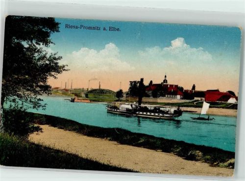 Promnitz Seitenraddampfer Segelboot