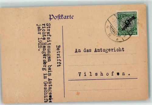 Hengersberg Postkarte Amtsgericht Hengersberg Betr.: Strafsitzungen