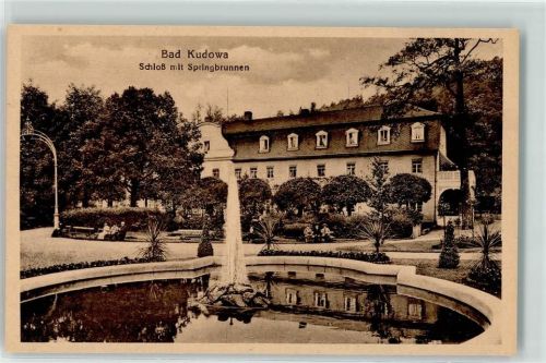 Bad Kudowa Schloss mit Springbrunnen