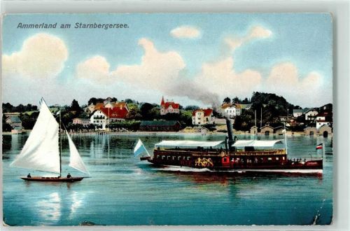 Ammerland 1910 Seitenraddampfer Segelboot Ottmar Zieher