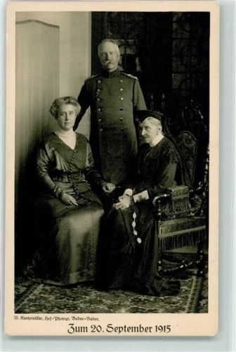 Erbgroßherzog Friedrich mit Gemahlin Hilda und Mutter Luise Badischer Opfertag 1915 Badischer Landesverein Rotes Kreuz