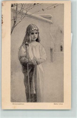 Winterseelchen - Kind mit einer Glocke am Stock , Verlag Girtanner Nr. 113 Löwe, M.