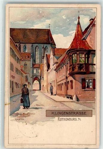 Rothenburg 1903 Litho Klingenstraße , Verlag Velten
