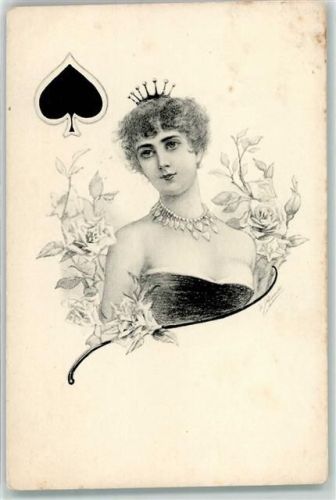 1902 Jugendstil Pik Dame AK