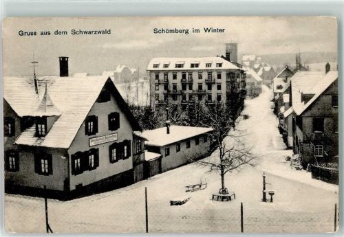 Schömberg Gruss Schwarzwald Sanatorium Turm Winter Schnee