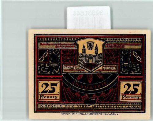 Weißenfels Notgeld 25 Pfennig Industrie Handwerk hat goldenen Boden