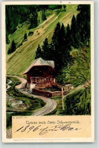 Gruss aus dem Schwarzwald , Verlag Velten AK Daur, H. 1896 Lithographie / Künstlerkarte