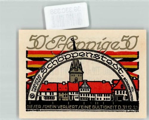 Schöppenstedt Notgeld 50 Pfennig Magistrat der Stadt Schöppenstedt Bürgermeister