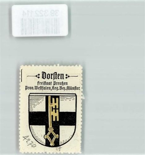Dorsten Vignette Wappen Freistaat Preußen Prov. Westfalen Reg. Bez. Münster