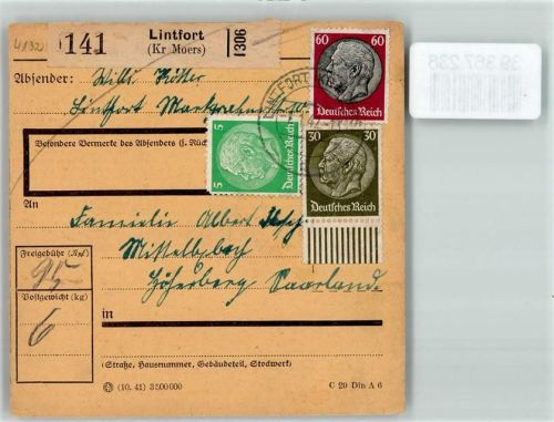 Lintfort Paketkarte