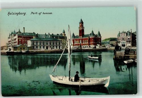 Helsingborg Hamnen Hafen Ruderboot Segel Turm Fabrik
