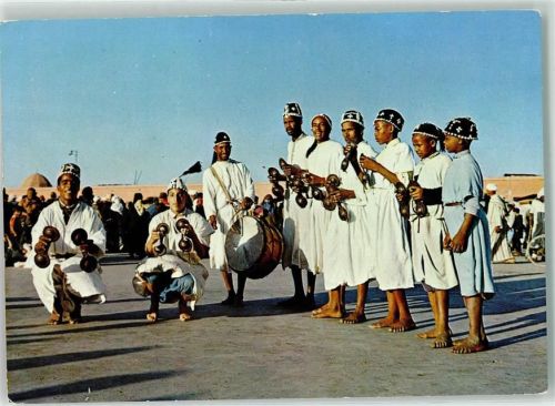 Marrakesch Die Gnaoua Tänzer Volkstypen Tracht Trommel