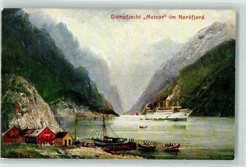 Dampfjacht Meteor im Nordfjord sign.