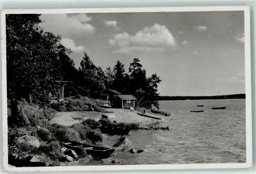 Helsinki Ruderboot Hütte Ufer Saaristomaisema Skärgardsvy Ort lt. Stempel