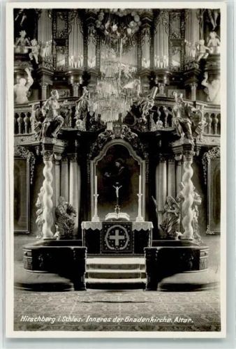 Hirschberg im Riesengebirge Inneres der Gnadenkirche Altar