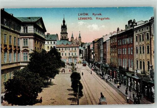 Lemberg Lwow 1917 - Ringplatz Straßenbahn
