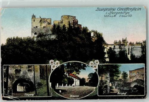 Großtöpfer Burgruine Greifenstein im Ifergebirge Eingang Brauerei Burghof