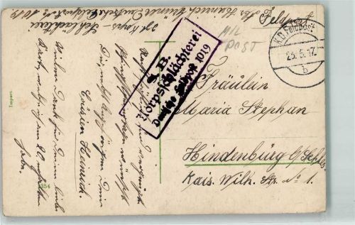 S. B. Korpsschlächterei Deutsche Feldpost 1019 Pfingsten