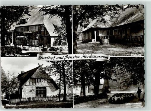 29646 W3045 Wilsede , Kr Soltau Foto AK Gasthof Pension Heidemuseum Milchhalle Schnuckenherde Gästhaus Gasthaus