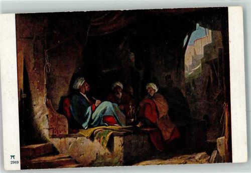 Türken im Kaffeehaus sign.Carl Spitzweg Verlag Ackermann Nr.2969 Serie 288