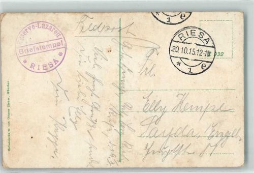 Riesa 1915 Feldpost WK I Reserve-Lazarett Trinitatiskirche