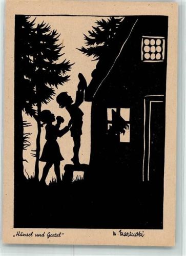 sign. Hilde Karlewski Märchen Hänsel und Gretel Scherenschnitt