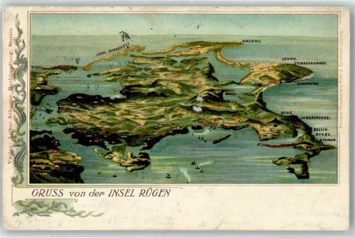 Rügen 1901 Vogelschau Insel Rügen