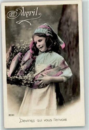 1 April Mädchen Korb Fisch