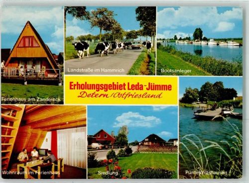 Detern Erholungsgebiet Leda-Jümme Ferienhaus Landstraße Kühe Bootsanleger