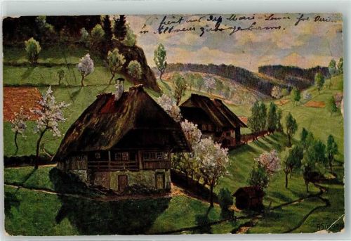 Gutach 1917 Frühling im Schwarzwald Vormittag Feldpost WK I Straßburg Els. Geprüft und zu befördern