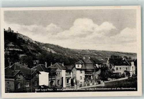 Bad Sulza Blick auf die Pensionshäuser in den Emsenwehren und die Sonnenburg