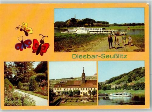 Diesbar-Seußlitz Anlegestelle der Weißen Flotte Schlossgarten