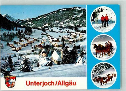 Unterjoch Ortsansicht im Winter Pferdeschlitten Rehwild Lift