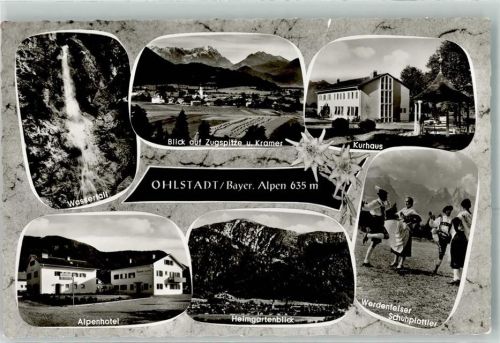 82441 W8115 Ohlstadt - Wasserfall Kurhaus Alpenhotel Tracht Zugspitze