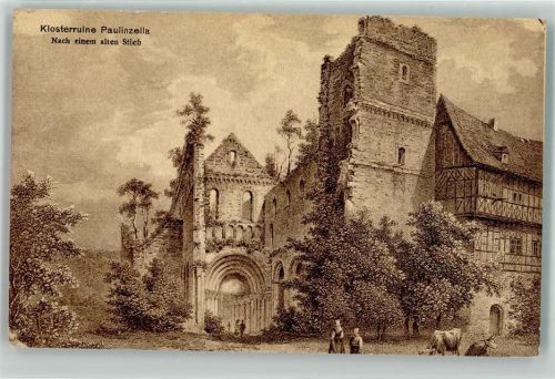 Paulinzella Klosterruine nach einem Stich Kühe