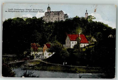 Rochsburg Gräfl. Schloss Rochsburg m. Hängebrücke ü. d. Zwickauer Mulde