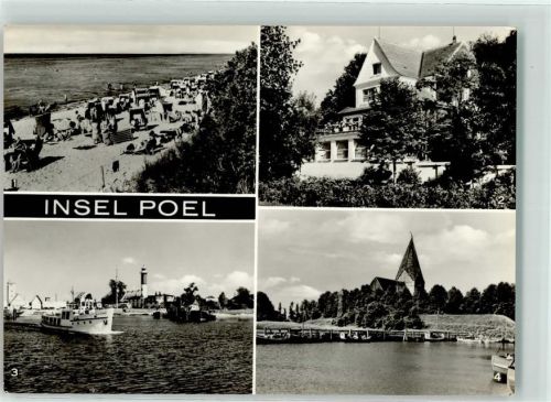 23999 O2401 Insel Poel 1974 - Schwarzer Busch Konsum-Gasthaus Seeblick Hafen und Leuchtturm von Timmendorf Fahrgastschiff Wehrkirche